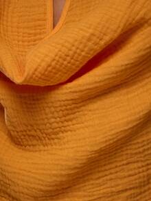MUSERA Draped Plunge Cowlneck Textured Cheese Cloth Open Back Top Coord Summer Spring Cute Sexy Beach Vacation Ibiza Party Tropic Heat Light Orange - Ginger - View 6