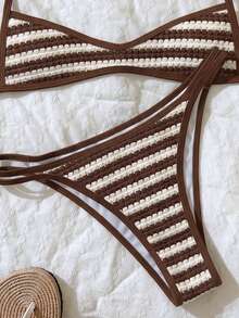 Elavelle Bộ bikini hai mảnh vải jacquard dành cho nữ, thích hợp cho mùa xuân/hè. - Nhiều màu - Xem 5