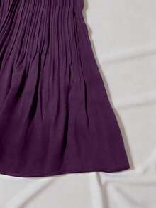 IslaSuriya Blus Chiffon Lengan Pendek Warna Hijau Zaitun dengan Pita untuk Wanita - Purple - View 4