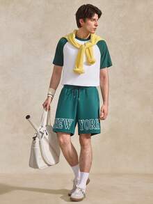 Courvante Men Colorblock Raglan Sleeve Tee For Your Tennis Boyfriend - White - View 2
