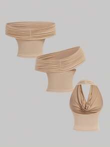 SHEIN MOD Bộ 2 áo hai dây dệt kim cotton đa năng dành cho nữ, thích hợp cho mùa hè. - Nhiều màu - Xem 5