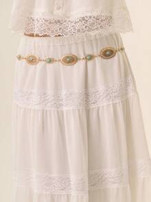 Willow Rêve Women's Lace Patchwork Camisole And Maxi Skirt Set, Bohemian Style Cottage Core Boho, Vacation Style, Romantic Style Picnic Vacation Off White Summer - White - View 3