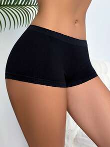 SHAPORA Women Solid Color Simple Seamless Antiexposure Panties For Summer Daily - Black - View 6