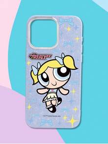 THE POWERPUFF GIRLS X SHEIN 1个官方授权飞天小女警泡泡闪亮蝴蝶结印花手机壳 | 可爱俏皮闪亮蓝色风格 | 全包软壳，大开口 | 防尘防水 | 兼容iPhone 16/15/14/13/12/11/Pro/Pro Max/X/XR/XS/XS Max/7/8/Plus。 - 藍色 - 查看 5