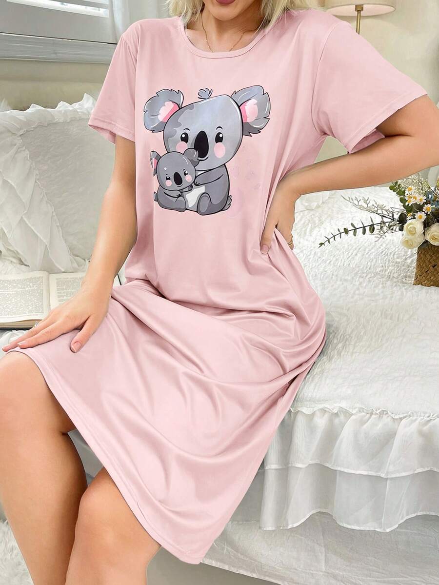 SHEIN 可爱考拉爱心印花睡衣（女士款） - 彩色 - 查看 1