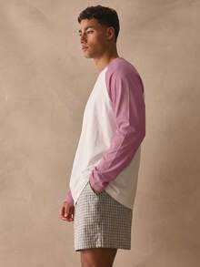 Musero Crew Neck Oversized Long Sleeve Dropped Shoulder Contrast Sleeves Tshirt Spring Summer Essentials - Pink - View 3