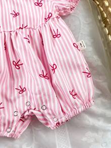 Newborn Baby Girl Cute Graphic Casual Romper, Summer - Baby Pink - View 6