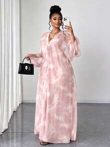 Maweii Jumpsuit Dua Potong Elegan Ukuran Plus Motif Dusty Rose dan Hot Pink untuk Acara Formal Pernikahan dan Musim Panas. - MultiWarna - View 8