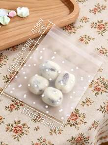 SHEIN Baking Cookie Self-Sealing Bag Sticker (100pcs 10*10cm White Polka Dot Bag+50pcs Brown Thank You Sticker+50pcs Black Thank You Sticker) - Multicolor - View 6