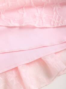 Nuevo vestido mini con textura de encaje y lazo, dulce y elegante, adecuado para fiestas y celebraciones de cumpleaños, Primavera/Verano 2026 - Rosa - Ver 4