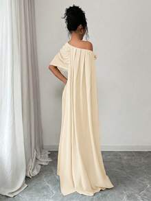 Rafferiza Women's Long Chiffon Patchwork Wrap Floral Dress - Apricot - View 2