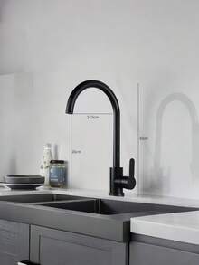 1PC Stainless Steel Kitchen Faucet - Swivel Hot Cold Water Tap For Sink Splash Proof Rotatable Kitchen Items Accessories Tools - Black - View 2