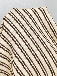 SHEIN Bộ 2 món bầu cổ tròn không tay xẻ tà kẻ sọc phong cách thường ngày, mùa hè - Cà phê nâu - Xem 7