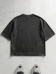 NORVETH 男士休闲宽松短袖T恤，标准尺码，黑色，褶皱水洗款 - 黑色 - 查看 4