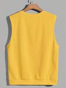 NORVETH Men's Solid Color Round Neck Casual Versatile Daily Wear Top - Yellow - View 2
