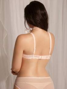 DelicateAllure 1pc Wide Strap Lace Padded Underwire Bra For Small Bust Women - Baby Pink - View 5