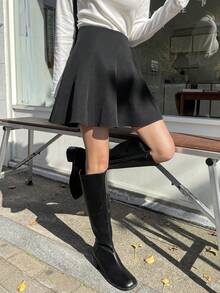 DAZY High Waist Flare Skirt Fall Skirts - Black - View 6