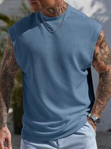 Manfinity Homme Men's Solid Color Casual Versatile Daily Wear Top, Holiday - Dusty Blue - View 3