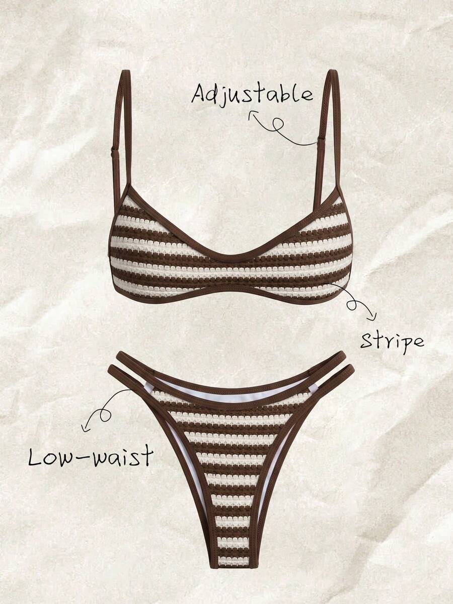 Elavelle Bộ bikini hai mảnh vải jacquard dành cho nữ, thích hợp cho mùa xuân/hè. - Nhiều màu - Xem 1