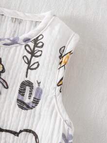 SHEIN Vintaside Kids Baju Terusan Kasual Tanpa Lengan Motif Kartun Hewan untuk Bayi Laki-laki - MultiWarna - View 6