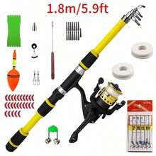 1.8m Telescopic Fishing Rod With Bait Thrower, Rigid FRP Material, Portable Carp Spinning Fishing Rod, Includes Spinning Reel, Fishing Bait, Hooks, Fishing Rod Kit - Multicolor - View 12