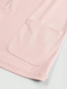 TaskEZ Conjunto de uniforme de pijama de unicolor con top de manga corta y pantalones - Rosa Pálido - Ver 11