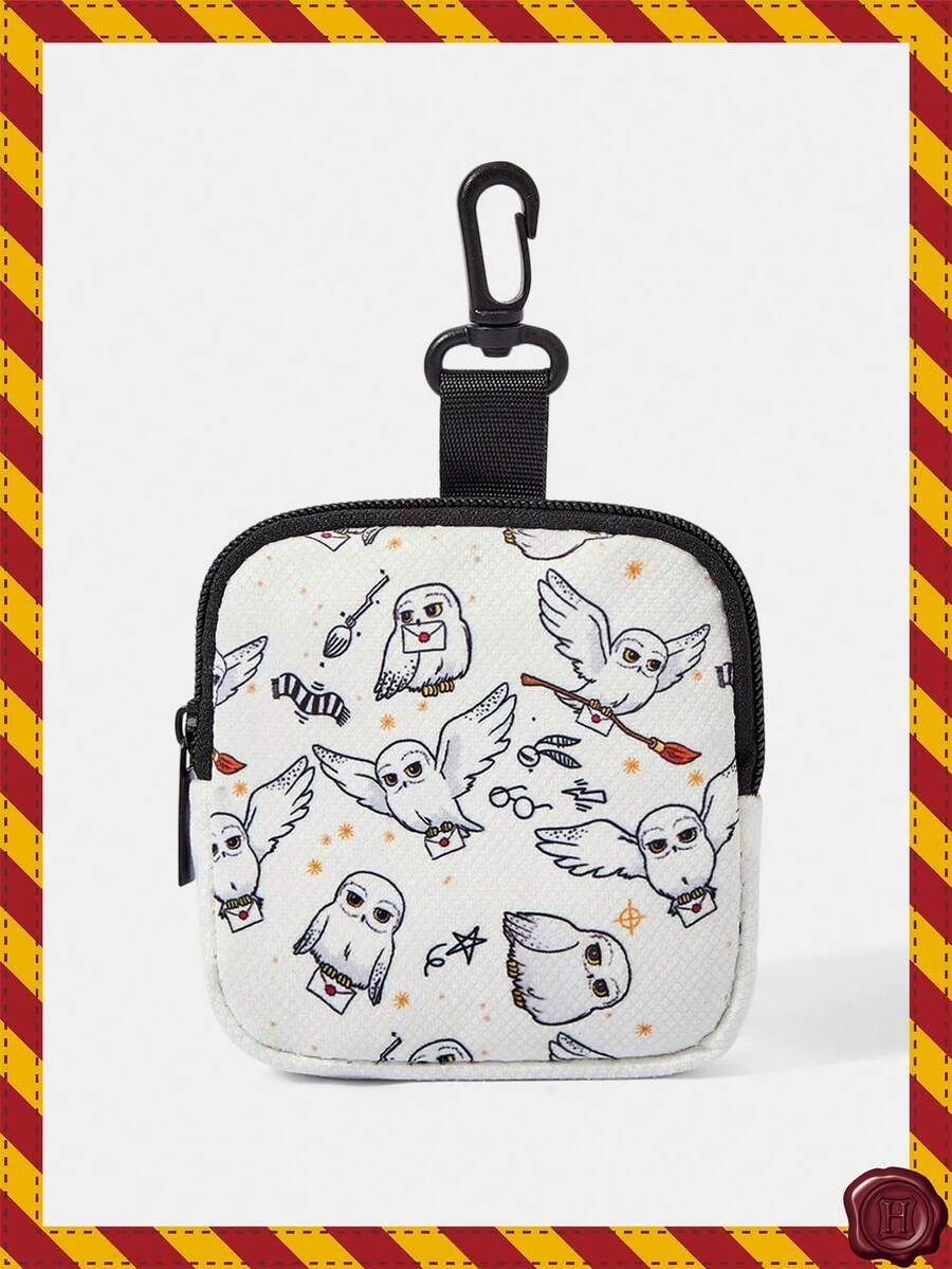 HARRY POTTER X SHEIN 带安全扣和拉链口袋的零钱包,多功能收纳袋,硬币收集整理袋,男女皆宜 - 白色 - 查看 1