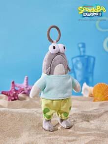 SpongeBob SquarePants | POKOJA LAND 1個 X POKOJA LAND 3D 絨毛吊飾鑰匙圈，灰色魚形，可愛獨特設計，可掛在包包、鑰匙、書包上，適合所有年齡層，生日或週年紀念的酷禮物 - 灰色 - 查看 6