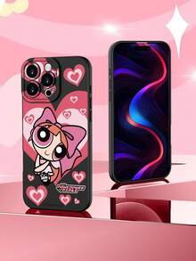 THE POWERPUFF GIRLS X SHEIN 1个官方授权飞天小女警花花粉色蝴蝶结爱心印花手机壳 | 天使之眼设计，防滑握感 | 超薄耐用经典混搭风格 | 兼容iPhone 17/17 Pro/17 Air/17 Pro Max、16/16 Plus/16 Pro/16 Pro Max、15-11/X/XS Max和Galaxy S25/S25 ULTRA/S24-S22系列。 - 黑色 - 查看 5