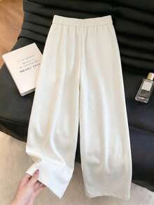 SHEIN Franclia Quần ống rộng xếp ly kiểu Trung Quốc mới dành cho nữ, in họa tiết bướm và hoa. - trắng - Xem 2
