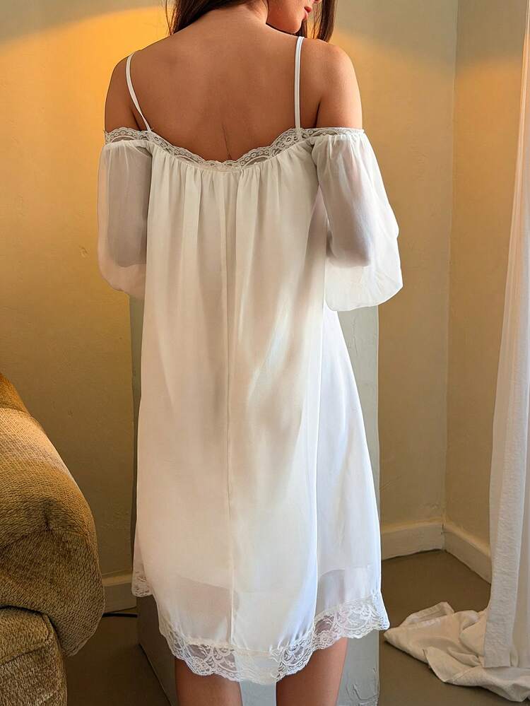 Women's Lace Trim Casual Everyday Camisole Nightgown