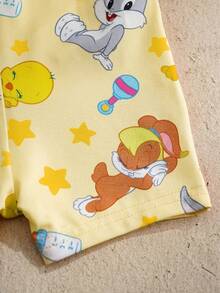 LOONEY TUNES X SHEIN Baby Girl Cartoon Print Casual Everyday Romper - Yellow - View 5