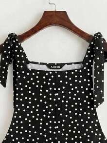 SHEIN EZwear Bộ áo liền quần nữ dây thắt nút có túi, phối nhiều mảnh vải. - Nhiều màu - Xem 4