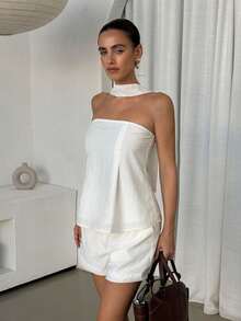 Lavishia Women Two-Piece Outfits Holiday Holiday Vacation Off White Minimalist Chic - Apricot - View 2
