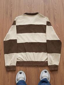 SWAVVY Men's Knit Casual Everyday Loose Fit Half-Zip Long Sleeve Sweatshirt - Gold - View 5