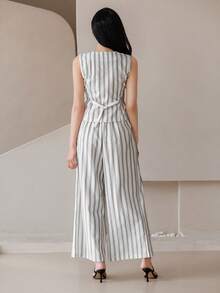 DAZY Bộ đồ 2 món mùa xuân hè, phong cách thường ngày, gồm áo vest không tay kẻ sọc và quần ống đứng dành cho nữ. - Nhiều màu - Xem 2