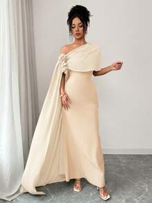 Rafferiza Women's Long Chiffon Patchwork Wrap Floral Dress - Apricot - View 3