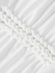 ROMWE Débardeur femme Y2K printemps/été, taille cintrée, cordon de serrage, ajouré, sexy, couleur unie, minimaliste - Blanc - Voir 3