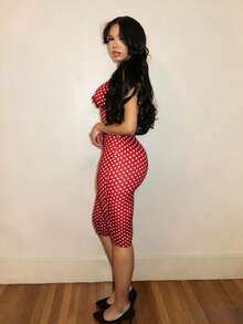 BamGleam Women's Sexy Polka Dot Print Backless Halter Top And Leggings 2 Pieces Set, Summer - Red - View 5