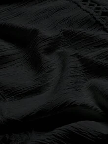 Elamini Áo hai dây ôm dáng cổ chữ V phối ren dễ thương và ngọt ngào dành cho nữ, thích hợp cho mùa hè. - màu đen - Xem 5