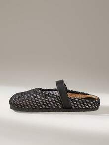 Solecia Sandalias de mujer de estilo temperamento, de suela plana, ligeras y transpirables, con diseño de hebilla única, de punta cerrada, de estilo trenzado en plata, versátiles para el verano y la playa - Negro - Ver 10