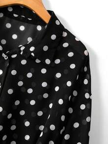 GlowEve CURVE Plus Size Women Casual Loose Solid Color Twist Front Blouse, New Bat Wing Cropped Casual Chiffon Bolero Shrug, Women Solid Color Shirt Fall - Black and White - View 7