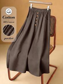 Rusticease Casual Retro Coffee 's Skirt, Autumn Brunch Spring/Summer - Brown - View 3