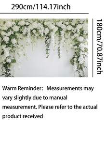 1PC Wedding Season Background Fabric With White Embroidery Balls And Green Leaves Background Design, Polyester Fabric High-Definition Printing, Suitable For Parties, Birthdays, Weddings, Home Decoration And Photography Supplies - multicolor - View 5