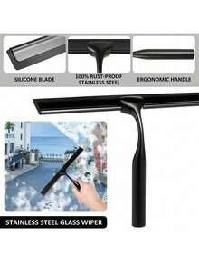 1PC Stainless Steel Multi Purpose Cleaning Tool Shower Squeegee Window Cleaner Floor Squeegee For Bathroom Tile Mirror Auto Glass Glass Door Shower Scraper Bathroom Cleaning Brush Home Kitchen Accessory - 1pc - View 7