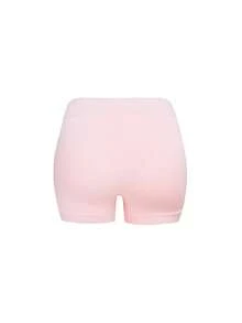 SHEIN 女式纯色弹力舒适防暴露短裤 - 粉色 - 查看 6