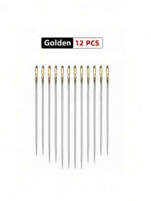 12pcs Stainless Steel Easy Thread Side Hole Sewing Needles, Hand Stitching Pins For Seniors, DIY Home Craft Supplies - White, Stitching Pins - Multicolor - View 12