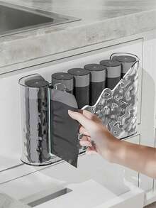 1PC No Drill Wall Mount Garbage Bag Holder Large Capacity Space Saving Kitchen Trash Bag Dispenser Multilayer Design Easy Access Durable Plastic For Home Storage - Multicolor - View 8