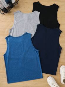 SHEIN 4PCS Teen Boys Tanks - Multicolor - View 2