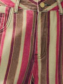 Nöista Quần jean denim nữ kẻ sọc phối màu, kiểu dáng thường ngày, đa năng. - Nhiều màu - Xem 5